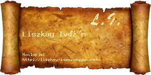 Liszkay Iván névjegykártya